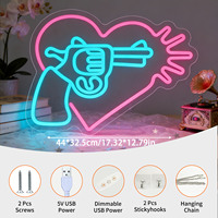 Neonawall En gros Enseigne néon LED personnalisée en forme de cœur, flexible USB, à fixer au mur, pour décoration murale de mariage, fête, maison, café