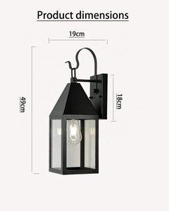 Modern minimalist industrial style <b>LED</b> wall lamp, electric villa outdoor <b>lighting</b>, black E27 outdoor door wall lamp - Product Image 3