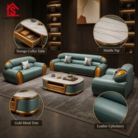 Canapé modulaire en cuir de luxe personnalisable, multi-tailles, confortable, pour salon, combinaison de canapés pour villa et maison