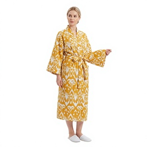 Kimono Ligero de Algodón Ecológico para Mujer, Hecho a Mano con Estampado Floral, Transpirable, para Verano, Otoño e Invierno - Product Image 1