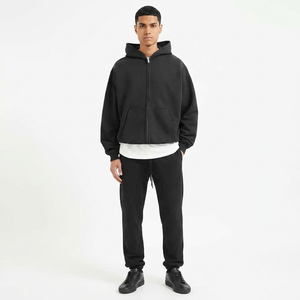 Sweat à capuche streetwear personnalisé de haute qualité, sweat à capuche vintage gris délavé à l'acide, épaules tombantes, sweats à capuche délavés à double fermeture éclair - Product Image 1