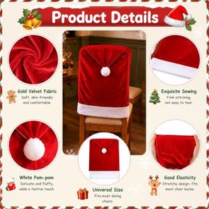 Funda para Silla Navideña con Diseño de Gorro de Santa Claus, Decoración Navideña para el Hogar, Restaurante, Cena Navideña, Decoración para Crear Ambiente - Product Image 3