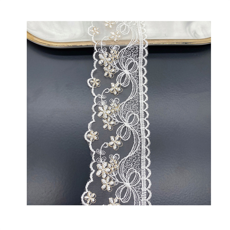 Two-Color Wave Lace Accessories Wedding Dress Gold Thread Lolita Skirt White  Gold Mesh Lace Elegant Wedding Dress Accessories| Alibaba.com