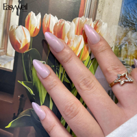 Easywell – Lot de 30 faux ongles amande en acrylique, couleur violet clair nacré, réutilisables, faits à la main, qualité salon – Fournisseur en gros