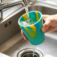Tasses de voyage réutilisables en silicone souple multicolores sans BPA de 9,5 oz - Lavables au lave-vaisselle et compatibles micro-ondes pour le camping et la maison