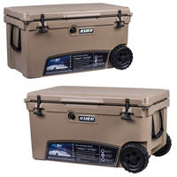 Glacière à roulettes 70QT rotomoulée, motif personnalisé, pour usage alimentaire et pêche, la plus vendue