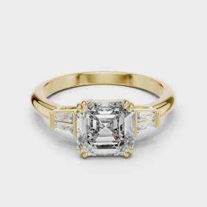 Top selling Asscher Cut Lab Grown Diamond Three-Stone <b>Ring</b> its step-cut facets and elegant depth - Product Image 3