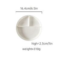 Assiette en céramique blanche à 3 compartiments, plateau de service pour le petit-déjeuner, le déjeuner, la restauration, la maison, la table