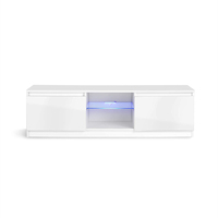 Muebles de madera de MDF para TV, muebles de mesa de esquina larga y barata, ajustable, con LED, estilo moderno, blanco y negro