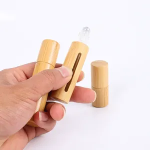 Botella de aceite esencial de bambú con cuentas, gotero de vidrio plano y aplicador de rodillo para mascarilla, para envasado de productos capilares y cremas faciales. Pedido mínimo 100 unidades. - Product Image 2