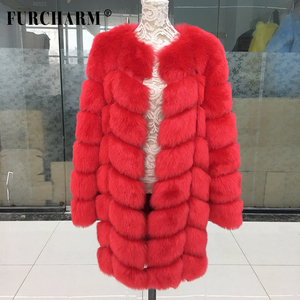 Di alta qualità di modo Lungo della signora del manicotto del cappotto di pelliccia del faux di inverno Cappotto di Pelliccia di Volpe - Product Image 2