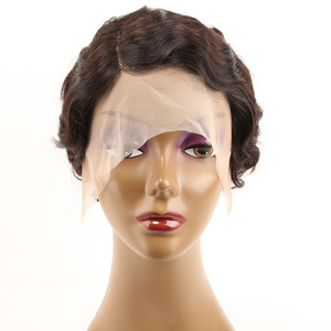 Peluca de Cabello Humano con Frente de Encaje Transparente, Corte Pixie con Ondas Profundas, Estilo Bob Corto, para Mujeres Negras, Cabello Humano Brasileño Rizado y Ondulado - Product Image 4