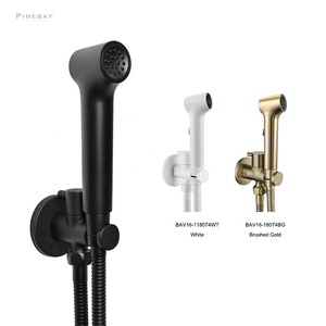 PINEBAY Modern Bathroom ABS Plastic Handheld Douche Spray Shower WC Brushed Gold Toilet Shattaf Woman <strong>Bidet</strong> <strong>Sprayer</strong> with Valve - Product Image 4