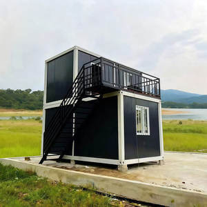 Casa Contenedor Móvil de Dos Pisos con Techo, Casa Contenedor Expandible con Estructura de Acero, Oficina Móvil - Product Image 2