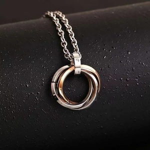 Hip Hop Mode Géométrique Pendentif Collier En Acier Inoxydable Anneaux Pendentif Bijoux Collier pour Femmes Hommes - Product Image 6