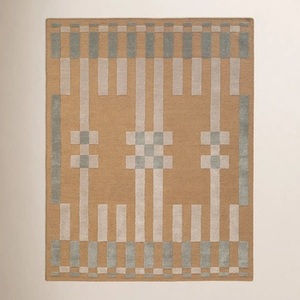 Elegant Hand Tufted Minimalist Geometric Beige Rug Soft Carpet for Living Room Bedroom Lounge Decorative Contemporary <b>Floor</b> Mat - Product Image 5