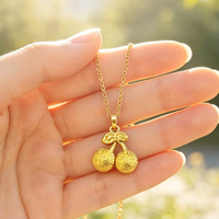 Vintage waterdichte 18K vergulde roestvrijstalen kersen hanger, delicaat fruitvormig bedelketting, modieus dames sieraden cadeau