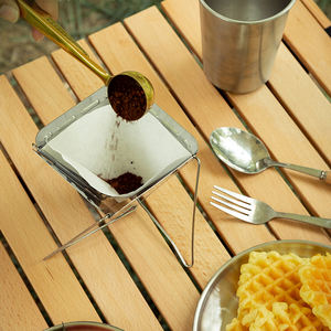 Pliable Réutilisable En Acier Inoxydable Café Cône Filtre Goutte À Goutte Rack Verser Conception Pliable Accessoires pour Camping En Plein Air - Product Image 2