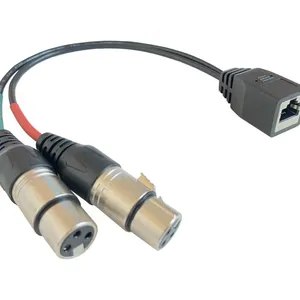 Cable <span class=keywords><strong>Ethernet</strong></span> a Xlr en stock Cable adaptador hembra Rj45 de 8 pulgadas a dos/dual Xlr para Studiohub - Product Image 1