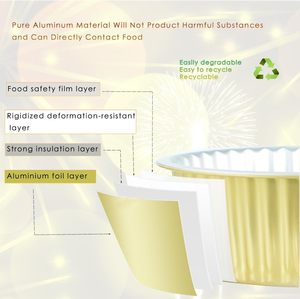Moules à gâteau jetables en aluminium micro-ondables avec couvercles en plastique PP, qualité alimentaire, robustes, contenants à cupcakes de 100 ml pour les fêtes et desserts - Product Image 5