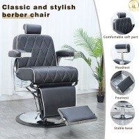 Chaise de barbier de salon haut de gamme en acier inoxydable, design traditionnel, durable, écologique, ergonomique, en similicuir, réglable en hauteur