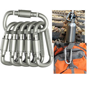 Mousqueton en alliage d'aluminium Yc 30, type D, 8 cm, avec boucle de verrouillage pour sac à dos, crochet pour bouteille d'eau avec mécanisme de déverrouillage à ressort - Product Image 4