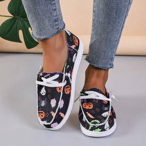 Zapatos de lona Rola Halloween para mujer, zapatos planos informales con estampado de calabaza y patrón de fantasma para mujer - Product Image 3