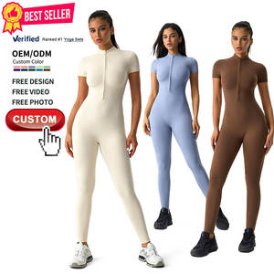 ワンピースS-XLシームレスヨガスーツ女性用ジャンプスーツプレイスーツトラックスーツスポーツオーバーオールロンパースジムワークアウト服スポーツウェア - Product Image 1