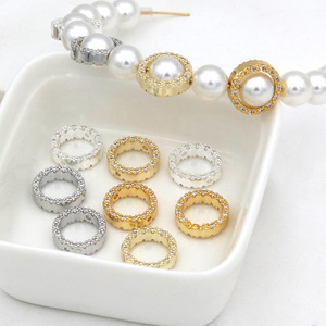 Zircon-<b>Set</b> Beaded <b>Ring</b> 14K <b>Gold</b> Plated Silver DIY Jewelry Accessory C45 - Product Image 1