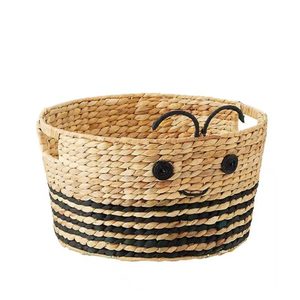 <b>Large</b> Natural Eco-Friendly Modern Water Hyacinth <b>Storage</b> <b>Basket</b> Bee Shape Cute Woven Toy Nursery Organizer Bin - Product Image 5