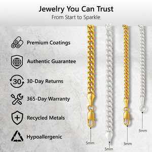 Cadena de Eslabones Cubanos de 3mm en Acero Inoxidable Bañado en Plata de Ley 925 para Hombre y Mujer, Joyería Hip Hop, Regalos, Collar Cubano de Miami Relleno S925 - Product Image 5