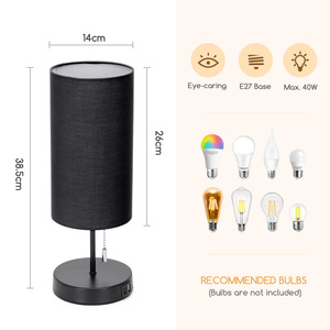 Aigostar lampada da comodino 2 porte di ricarica USB tirare interruttore ABS corpo Base in metallo Touch Dimming per camere da letto ingresso studio 5V - Product Image 6