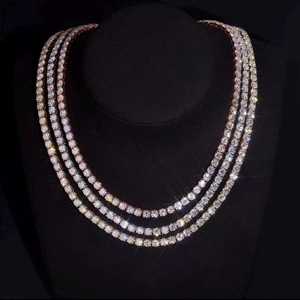 Rinntin MONヒップホップMoissaniteダイヤモンドテニスチェーンシルバーネックレス2MM 3MM 4MM - Product Image 2