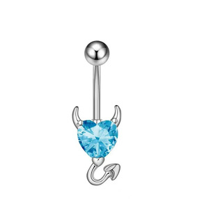 Anillos <span class=keywords><strong>de</strong></span> Ombligo <span class=keywords><strong>de</strong></span> Acero Inoxidable Plateados con Circonita, Diseño Sexy <span class=keywords><strong>de</strong></span> Pequeño Diablo, para Unisex, Regalo para Bodas, Compromisos y Fiestas - Product Image 4