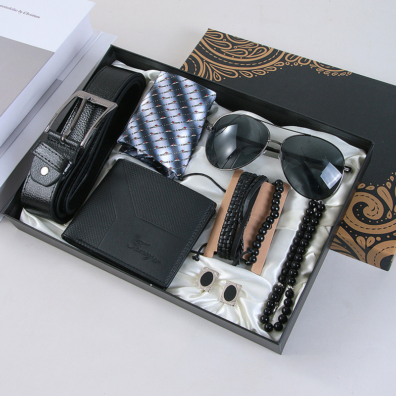 Ensemble 11 pièces - noir - portefeuille, bracelet, 3 perles, lunettes de soleil, manchette.