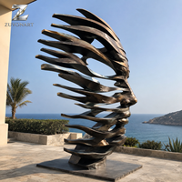 Sculpture abstraite en bronze sur mesure pour l'extérieur, art métallique moderne, statue pour la décoration de jardin, parc, paysage, finition patinée artisanale