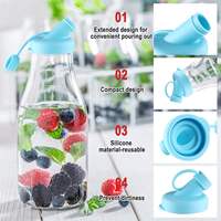 Lot de 4 bouchons de biberon en silicone de style américain, anti-fuite, réutilisables, de qualité alimentaire, hermétiques, avec bec verseur de remplacement
