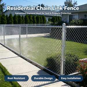 Cerca de Alambre Galvanizado Recubierto de PVC Negro de 6 pies/8 pies, <span class=keywords><strong>Malla</strong></span> de Diamante de Acero Galvanizado de Calibre 9 - Cercado de Seguridad para Jardín Residencial - Product Image 6