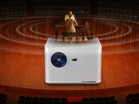 Mini projecteur 1100 ANSI Lumens HDR 10 avec autofocus IA et assistant vocal pour Full HD 1080P, son HIFI stéréo et compatible 3D pour home cinéma