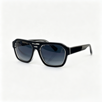 Lunettes de soleil classiques à double pont et monture épaisse, protection UV400, style rétro carré en acétate, design tendance pour l'extérieur, les voyages et la conduite
