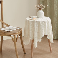 Nappe Jacquard Tournesol Blanc Broderie Rustique Gaze Polyester Dentelle Tissu Tricoté pour Tables Rondes pour Mariages Hôtels