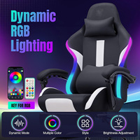 Anji Oem Racing Style Rgb LED Tissu Respirant Home Office Chaise de Bureau avec Repose-Pieds (Noir) Chaise de Jeu 1 Pièce Livraison Gratuite