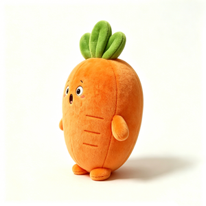 Peluche de carotte ronde personnalisable avec bras et jambes, coussin en peluche de carotte orange doux avec feuilles - Product Image 2
