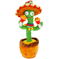 Cactus Danseur Électronique 120 Chansons, Peluche Rembourrée en Coton PP, Fonction Enregistrement et Répétition, Cadeau pour Enfants, Jouet en Peluche Mignon