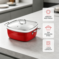 Chauffe-Plat Carré Rouge, Bain-Marie et Chauffage à Vapeur, pour Buffet, Hôtels, Restaurants, Traiteurs, Banquets et Fêtes