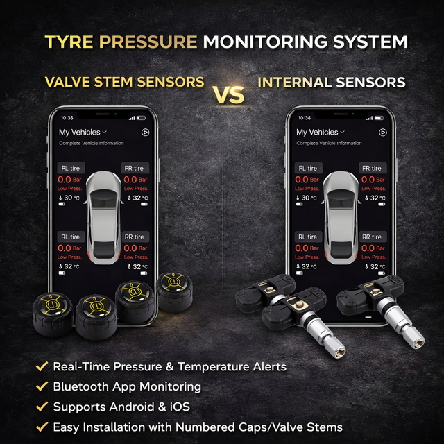 New Technology Arvov Internal Sensor Bluetooth 5.2 315MHz TPMS LCD Display Phone BLE APP Car Tire Pressure Monitoring System