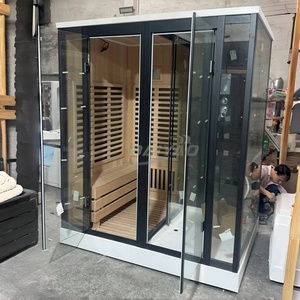 <span class=keywords><strong>Prix</strong></span> bon marché Combo douche sauna à vapeur avec pruche/cèdre/<span class=keywords><strong>bois</strong></span> massif finlandais avec chauffage traditionnel poêle Spa Sauna chambres - Product Image 3
