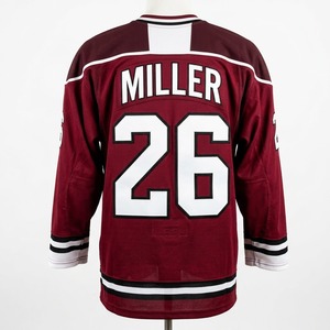 Maillot de hockey sur glace violet à col en V, manches longues, logo personnalisé sublimé, taille et couleur au choix, respirant, coupe classique, fabriqué en usine pour adulte - Product Image 6
