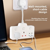 Adaptateur de prise Europlug 13A 2 prises CA Multiprise avec 2 ports USB-C et charge rapide USB