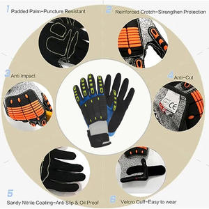 Forro de nailon SunnyHope calibre 13 con nitrilo liso recubierto de 3/4 y parte trasera recubierta de nitrilo Sandy Paim con guantes antiimpacto TPR - Product Image 4